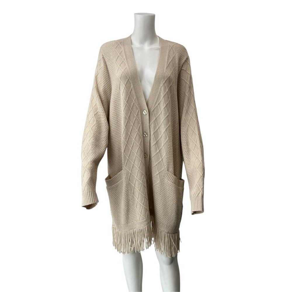 $495 NWT Marina Rinaldi Sport Ivory Malesia Knit Pullover Cardigan Sweater sz XL